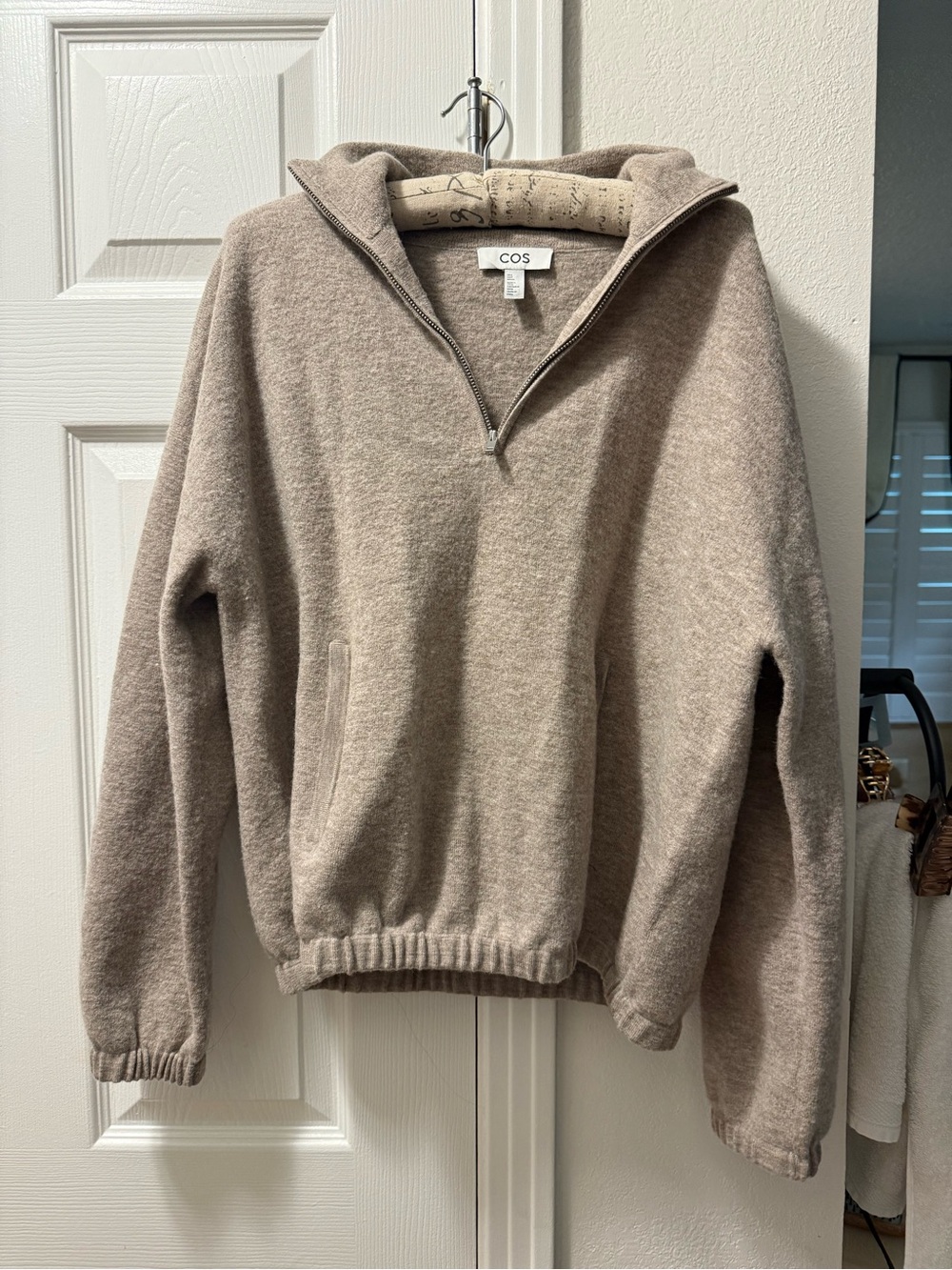 COS Boiled Merino Wool Zip Up Sweater